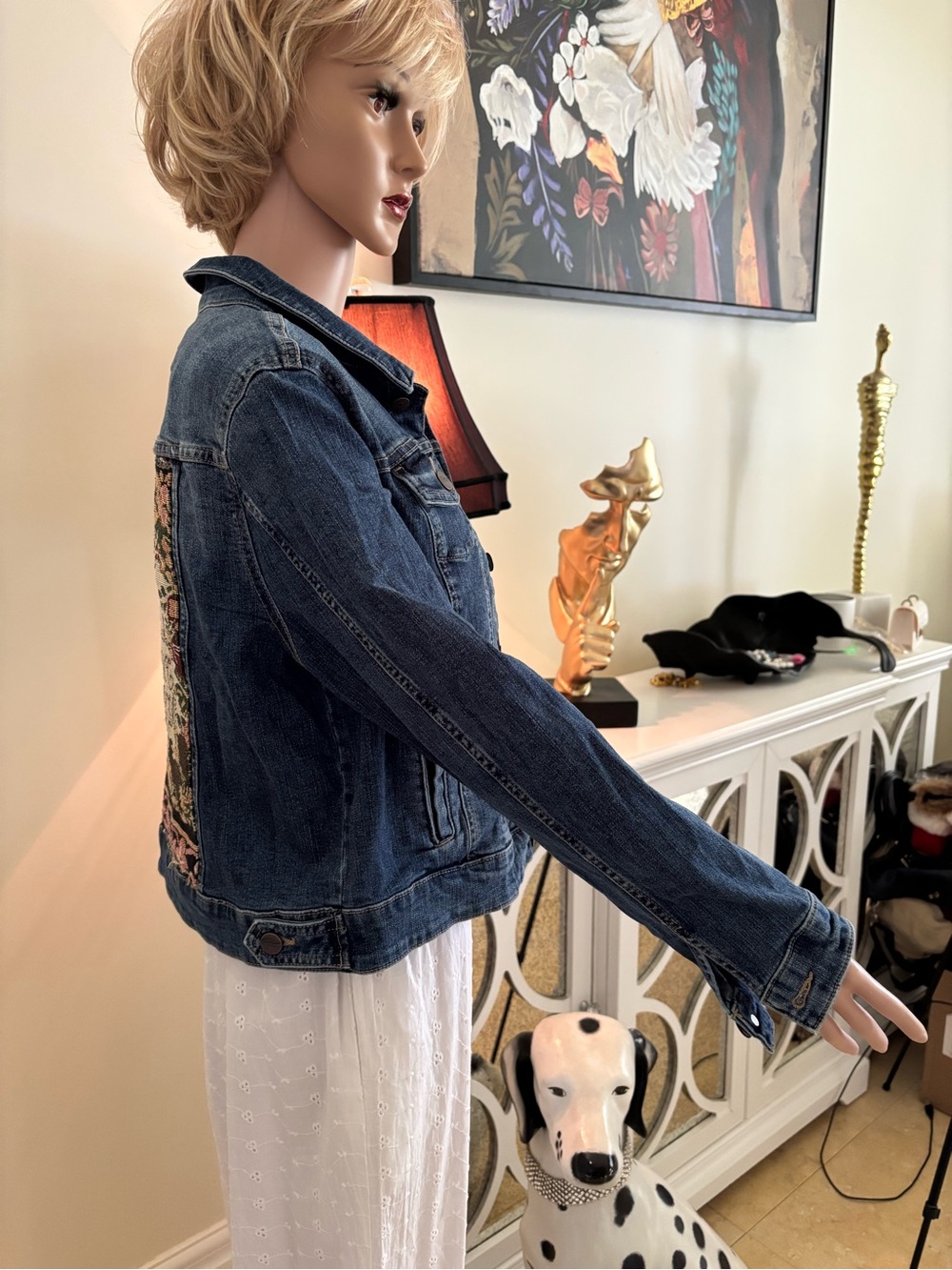 Ricki's Blue Denim Jacket with Embroidered Tapestry Back Panel - Picture 6 of 15